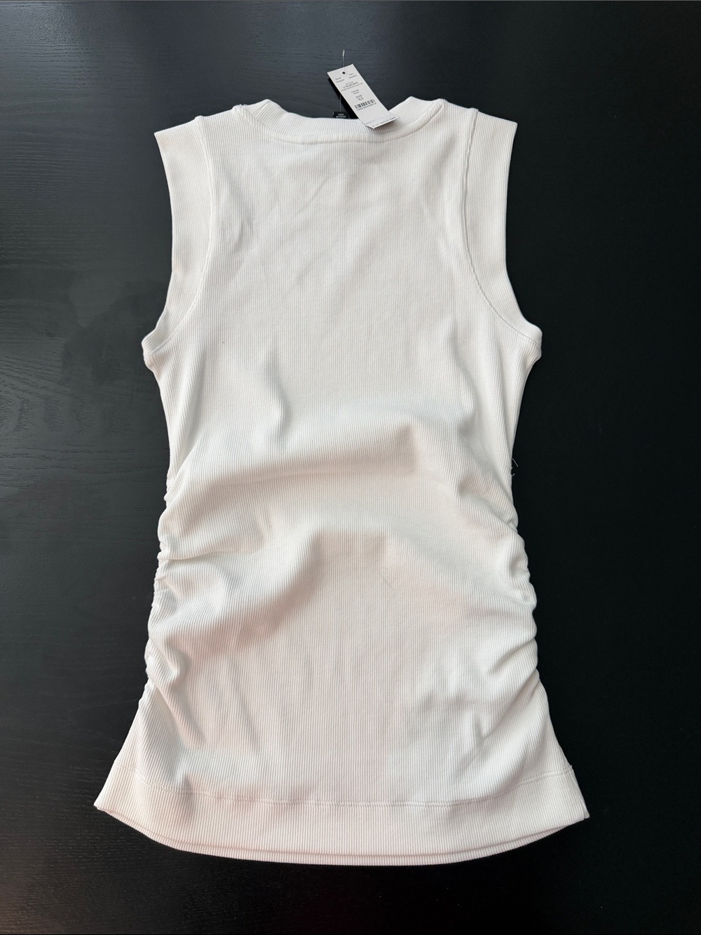WHBM - Ribbed White Ruched Tank Top - Picture 2 of 2